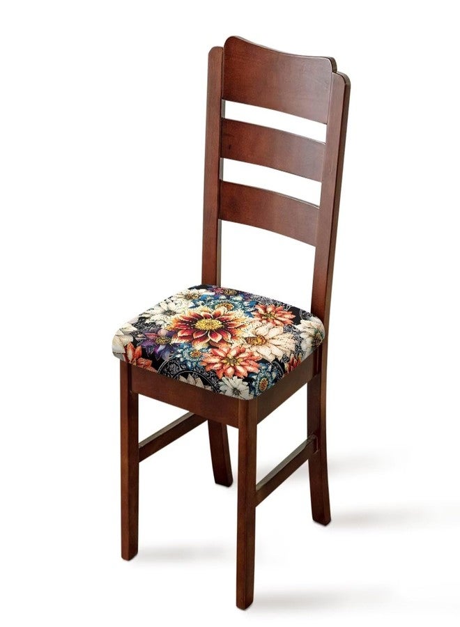 Wanzuoeng Chair Seat Slipcover Protector for Dining Chair with Bohemian Mandala Flower Print, Comfy Soft Dining Room Chair Eat Cover with Elastic Bottom Stretch Kitchen Chair Seat Cover - Image 3